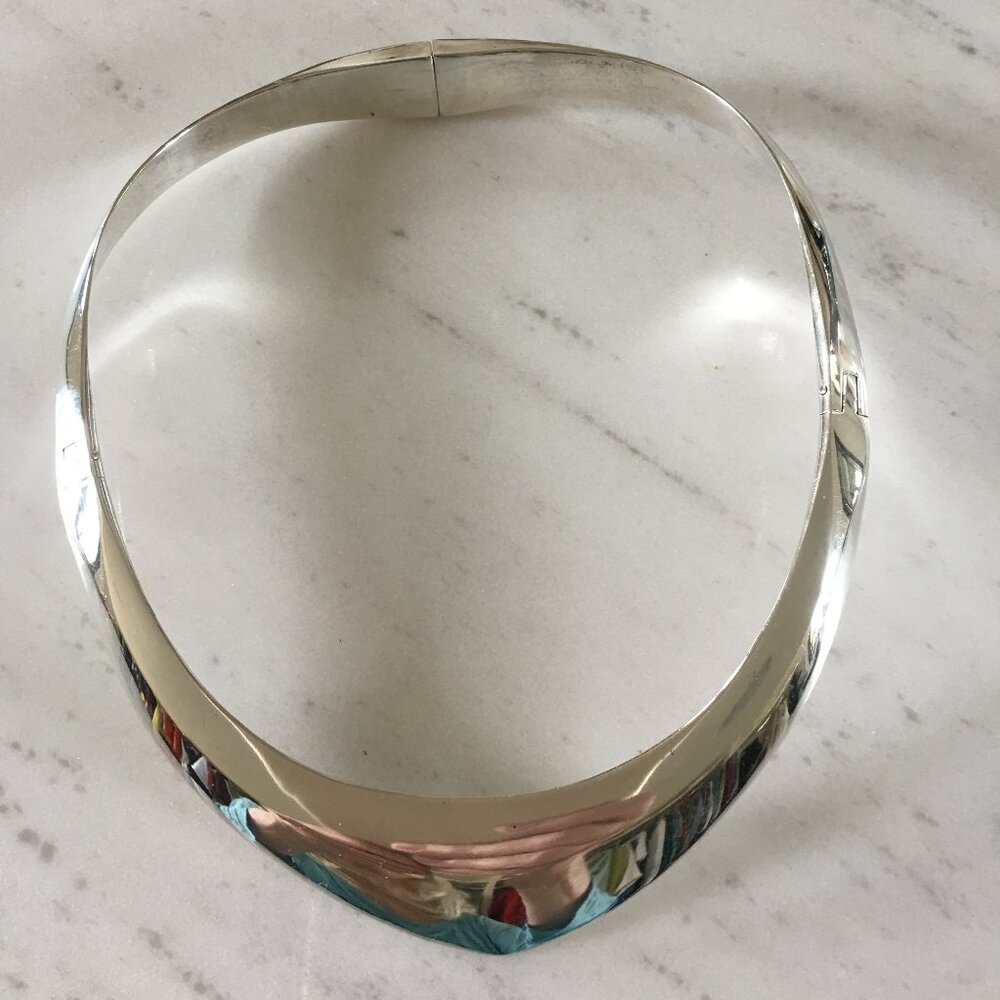 Elegant Silver 950 Collar Contemporary Necklace 950 Stamped Higher Than Sterling